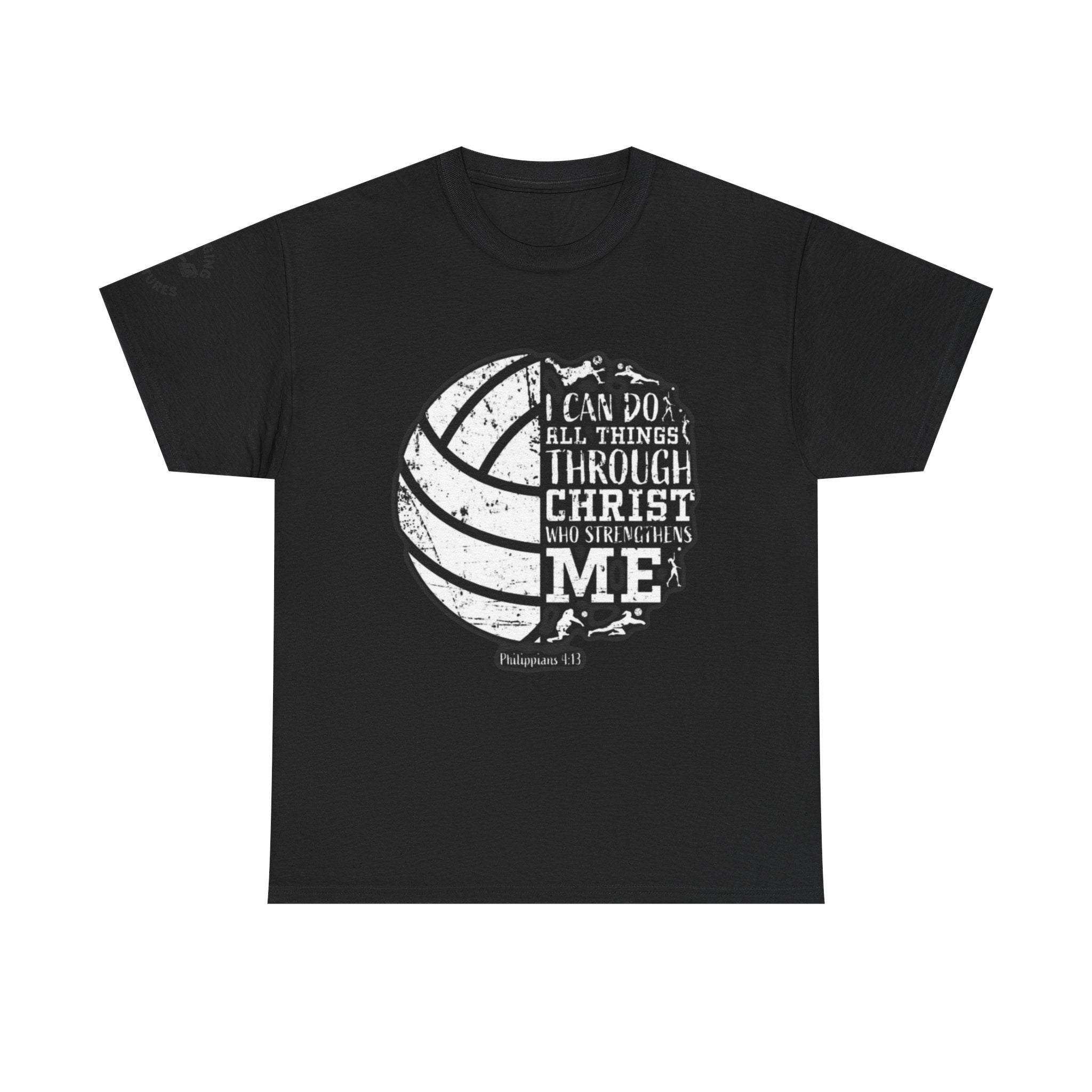 Philippians 4:13 Volleyball Tee | Christian Sports Shirt | Unisex Heavy Cotton T-Shirt