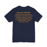 Romans 7:25 Christian Jersey T-Shirt – Spiritual Quote Tee, Unisex Bible Verse Apparel, Inspirational Faith Shirt for Men & Women