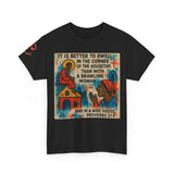 Corner of the Housetop — Proverbs 21:9 Pop-Art Tee | Unisex Heavy Cotton Christian T-Shirt