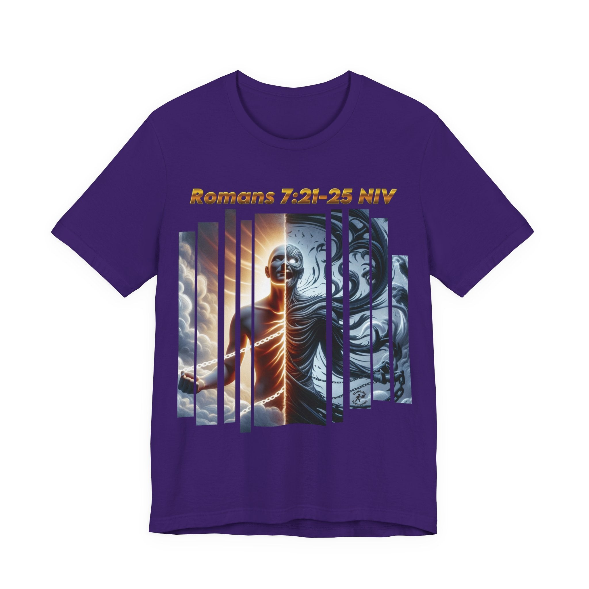 Romans 7:25 Christian Jersey T-Shirt – Spiritual Quote Tee, Unisex Bible Verse Apparel, Inspirational Faith Shirt for Men & Women