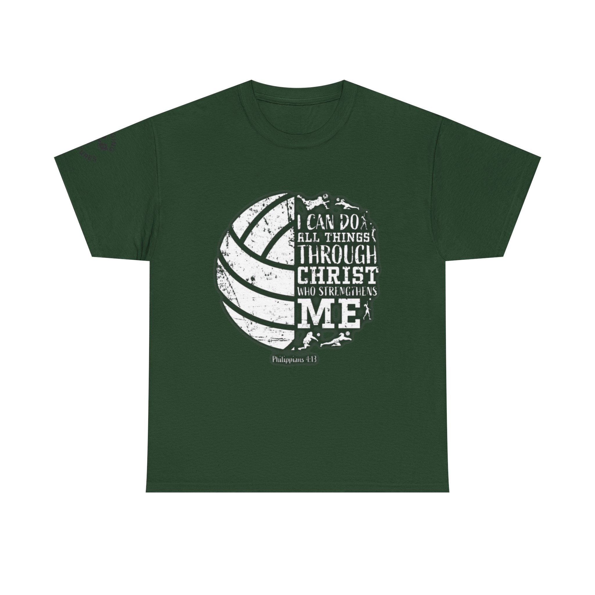 Philippians 4:13 Volleyball Tee | Christian Sports Shirt | Unisex Heavy Cotton T-Shirt