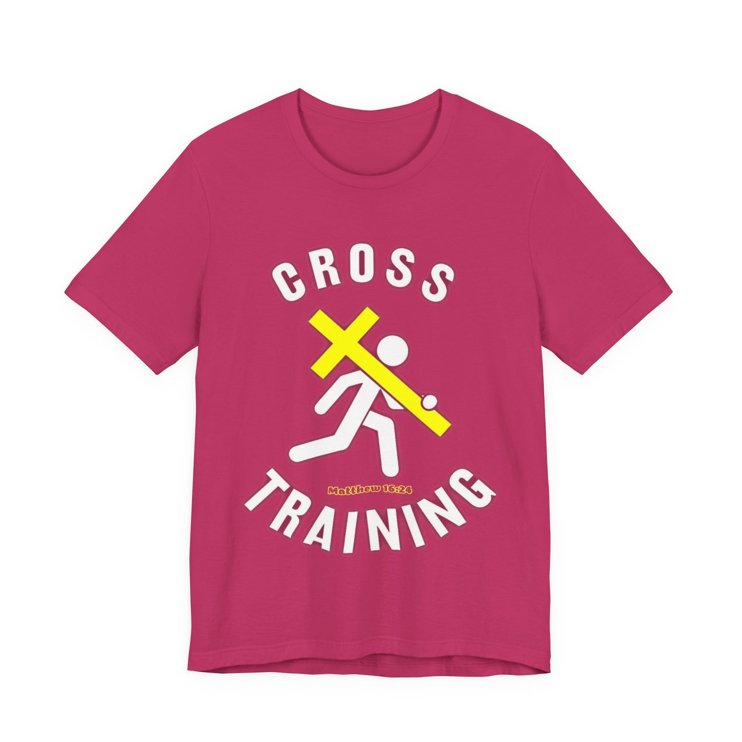 Cross Training — Matthew 16:24 | Unisex Jersey Short Sleeve Christian T-Shirt