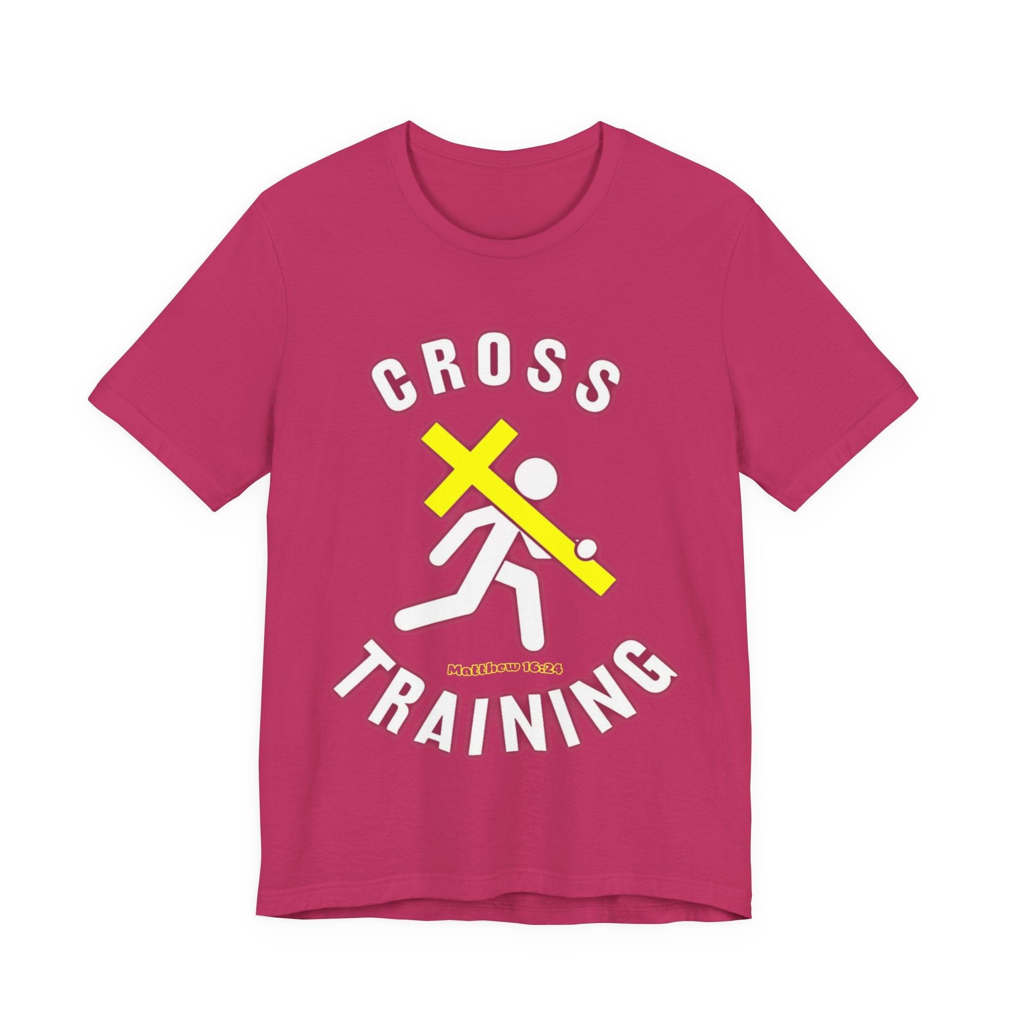 Cross Training — Matthew 16:24 | Unisex Jersey Short Sleeve Christian T-Shirt