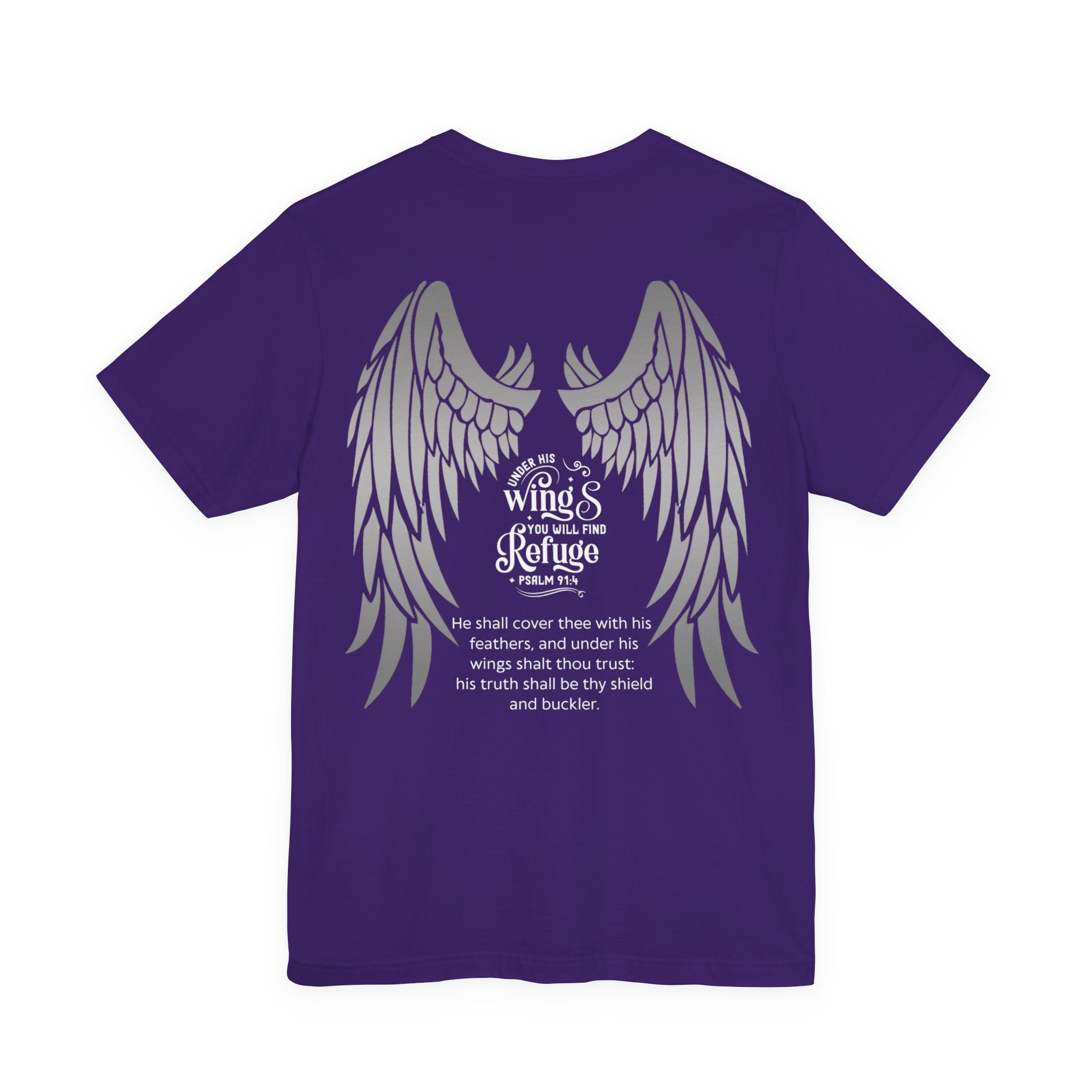 Under His Wings Refuge Tee — Psalm 91:4 | Unisex Jersey Christian T-Shirt | Faith-Based Apparel | Inspirational Scripture Shirt
