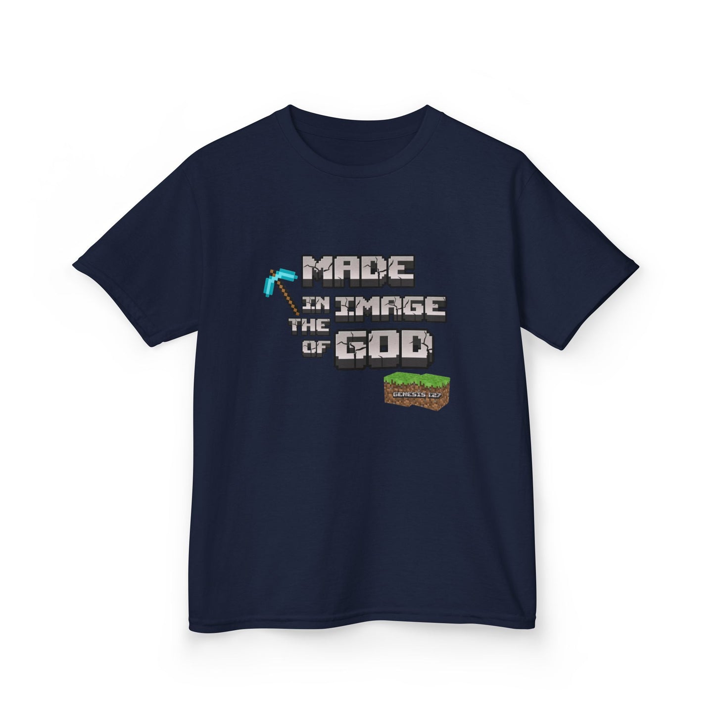 Made in the Image of God | Genesis 1:27 Christian Minecraft-Inspired Kids Tee