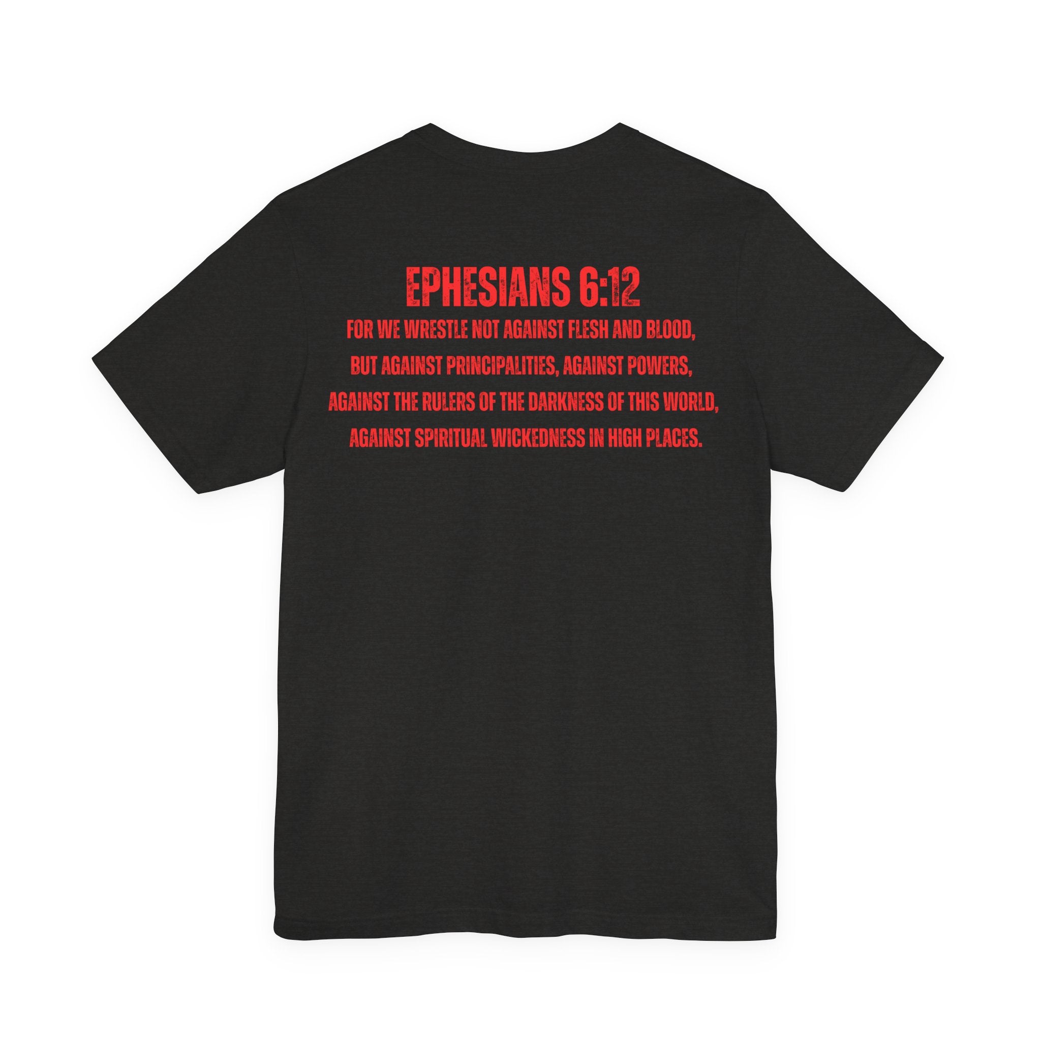 Fighting the Darkness Christian Jersey T-Shirt – Ephesians 6:12 Bible Verse Tee, Spiritual Warrior Faith Apparel