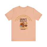 Gravy Runs Out, God’s Mercy Doesn’t – Thanksgiving Christian T-Shirt, Unisex Jersey Short Sleeve Tee with Psalm 136:1