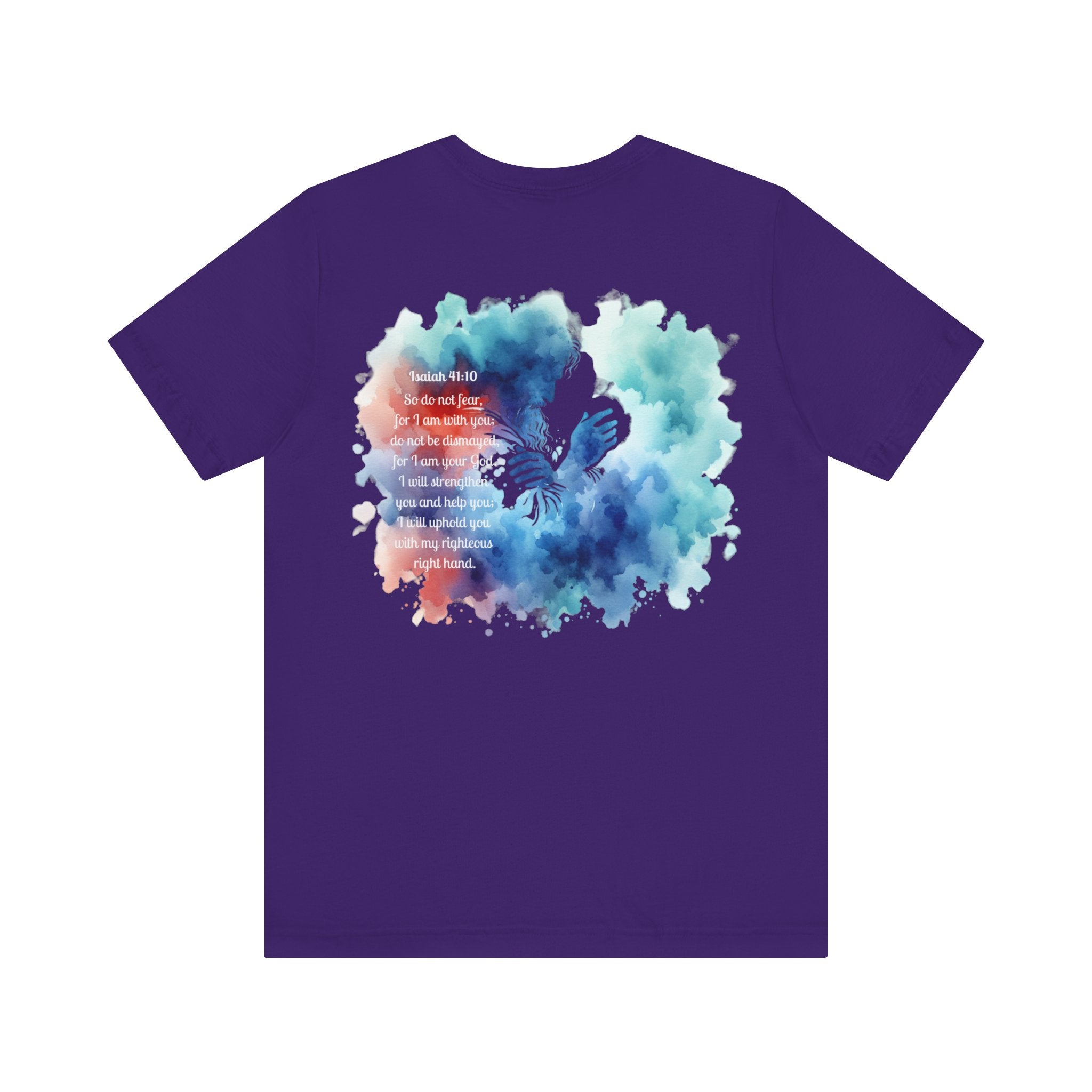 Isaiah 41:10 Watercolor Floral Christian T-Shirt – Women’s/Unisex Jersey Short Sleeve Tee with Slinging Scriptures Logo