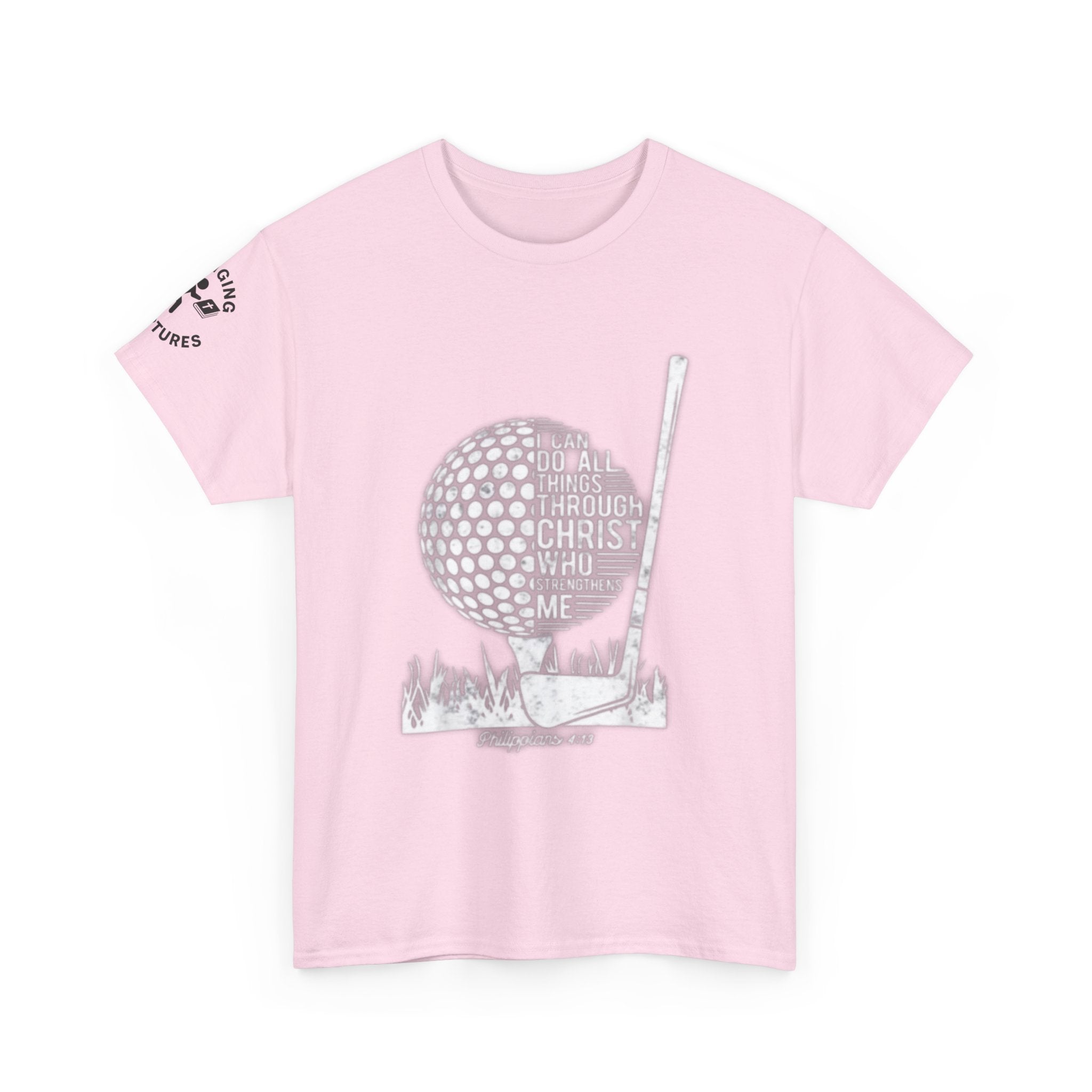 Philippians 4:13 Golf Tee | Christian Sports Shirt | Faith-Based Athletic Apparel | Unisex Heavy Cotton