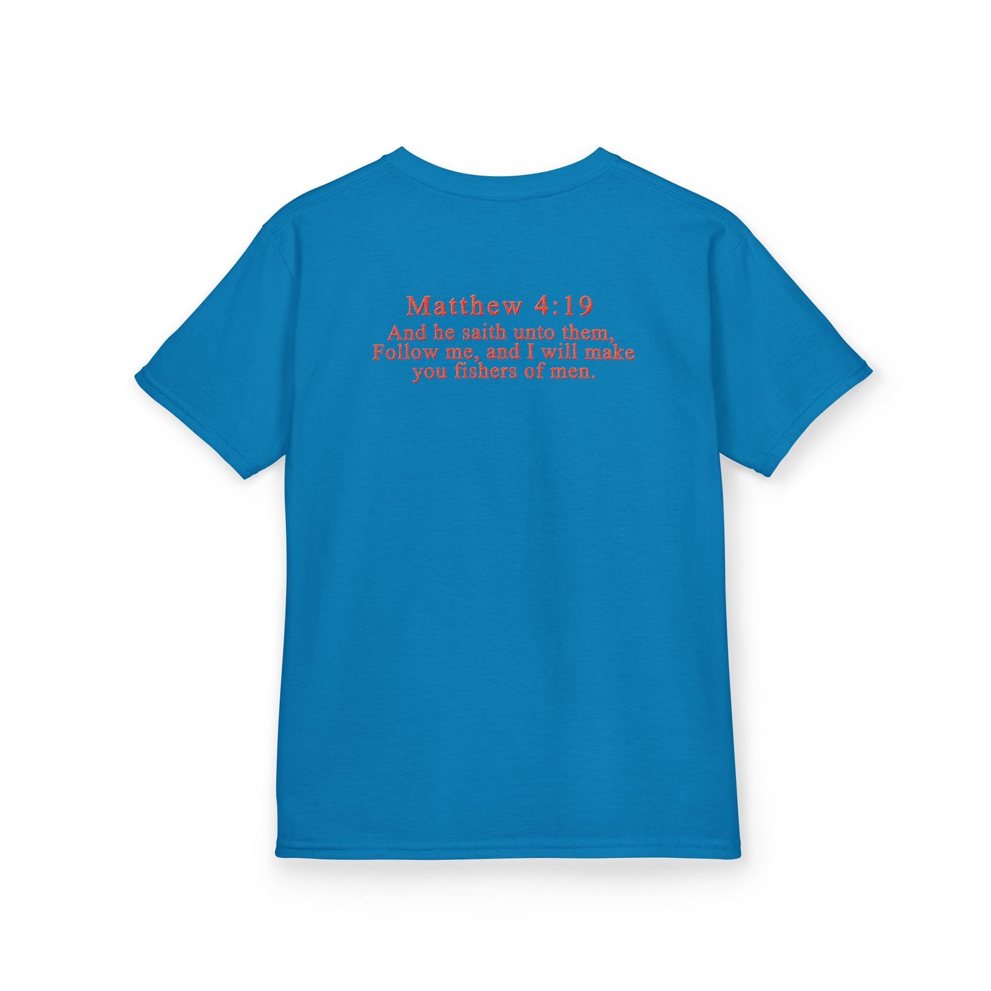 Hooked on Jesus Kids Tee | Matthew 4:19 Scripture Shirt | Christian Fishing T-Shirt for Children | Faith-Based Kids Apparel