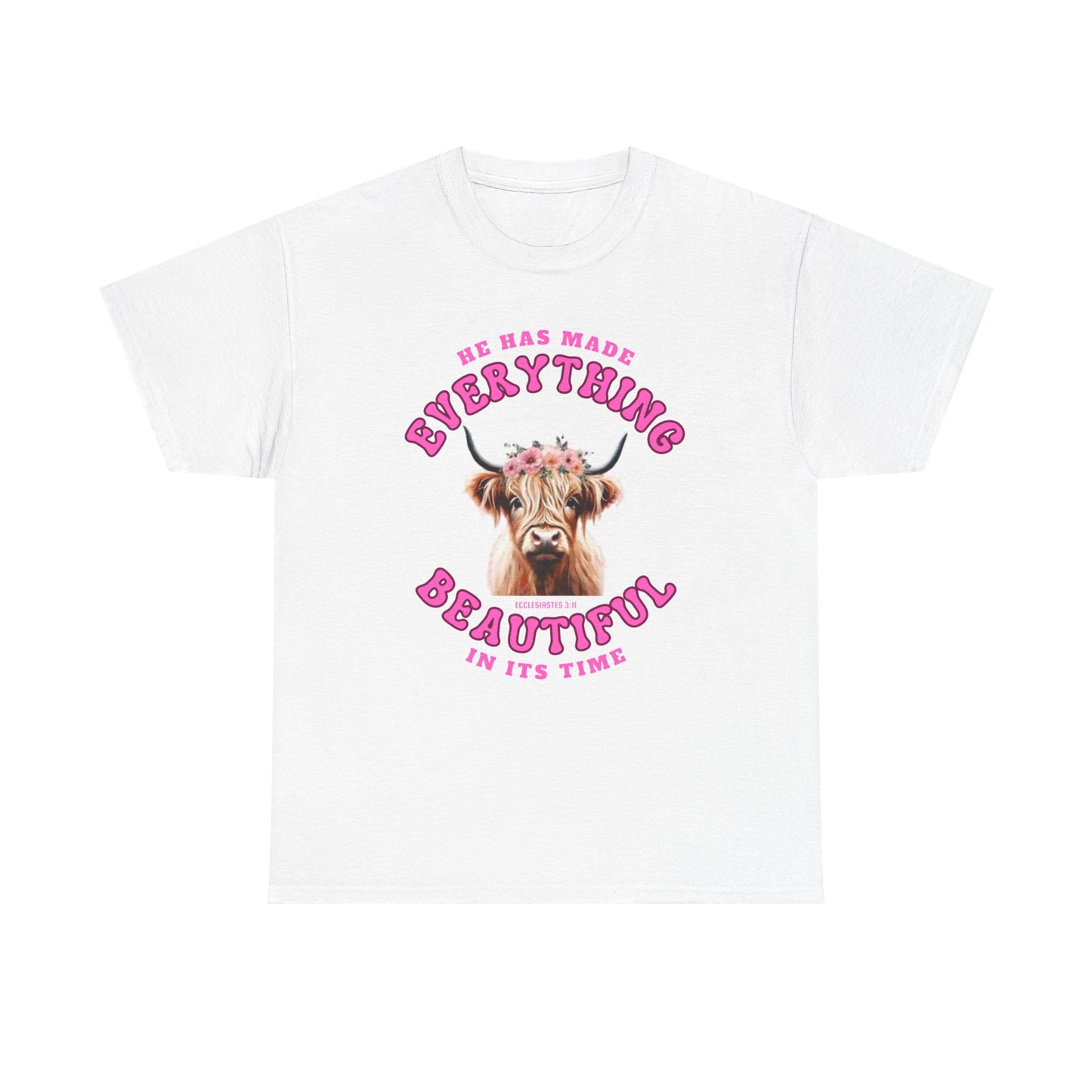 Everything Beautiful in Its Time Tee | Ecclesiastes 3:11 Scripture Shirt | Unisex Heavy Cotton Inspirational Christian T-Shirt
