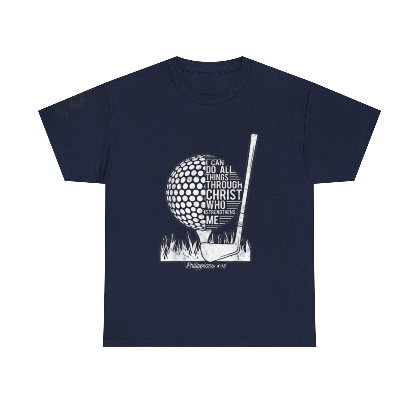 Philippians 4:13 Golf Tee | Christian Sports Shirt | Faith-Based Athletic Apparel | Unisex Heavy Cotton