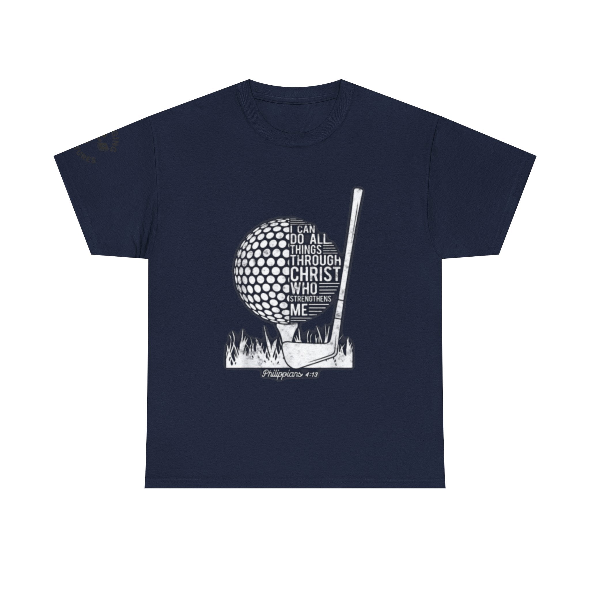 Philippians 4:13 Golf Tee | Christian Sports Shirt | Faith-Based Athletic Apparel | Unisex Heavy Cotton