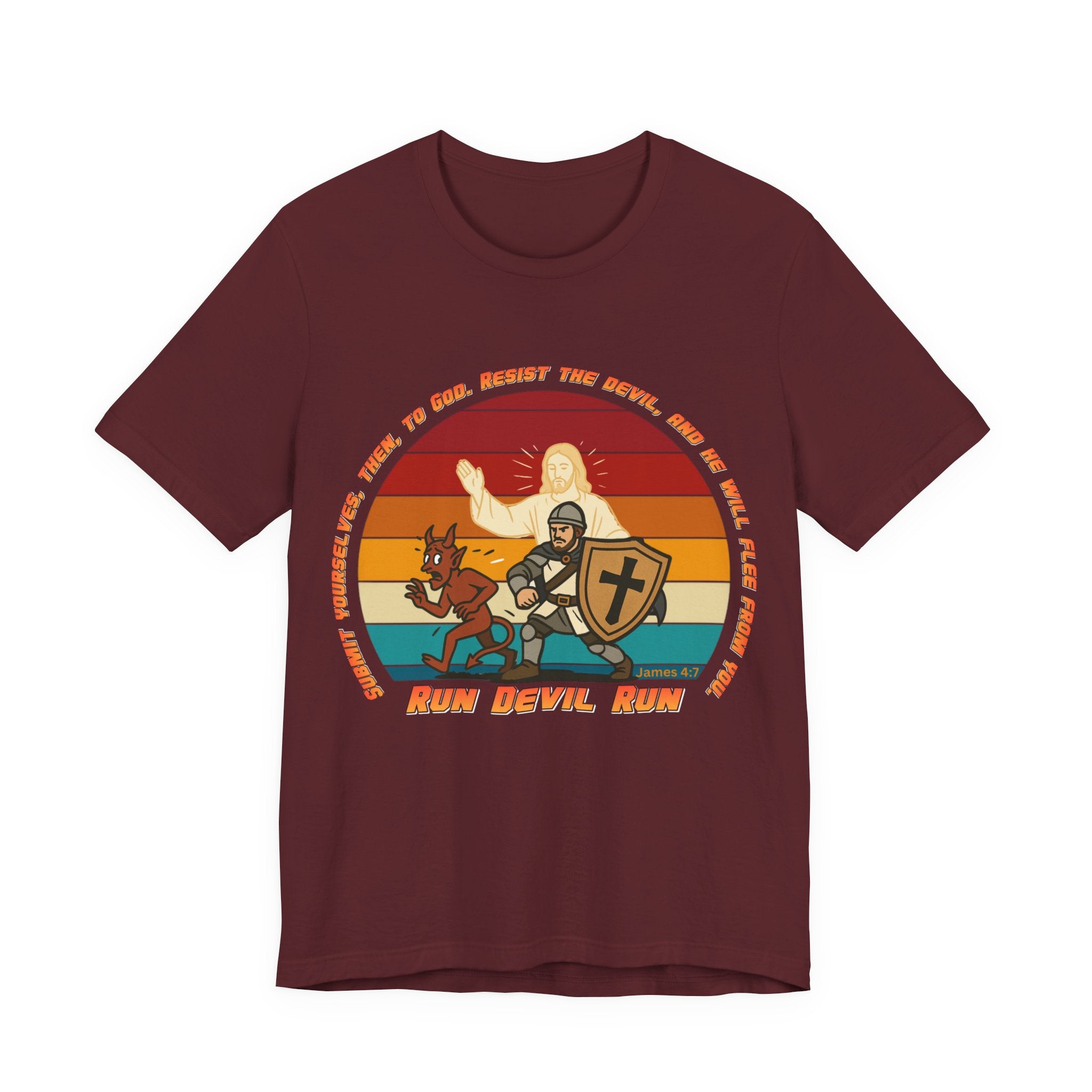 Run Devil Run — James 4:7  | Unisex Jersey Short Sleeve Christian Tee