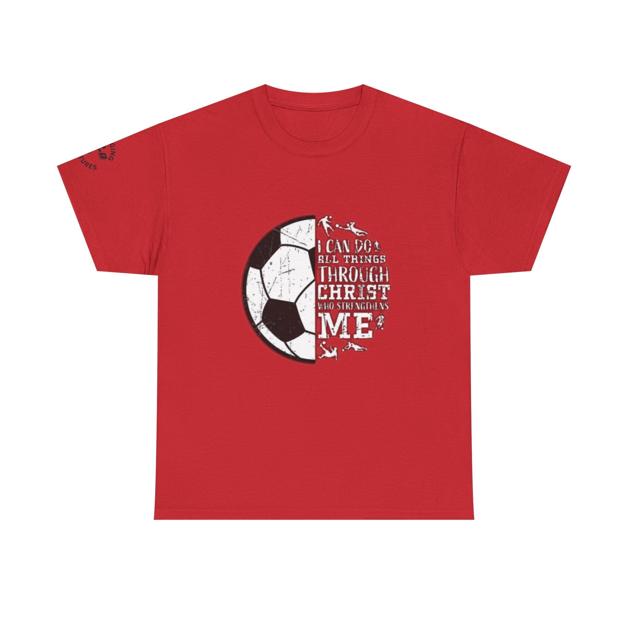 Philippians 4:13 Soccer Tee | Christian Athlete Shirt | Faith-Based Sports Apparel | Unisex Heavy Cotton