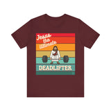 Jesus the Ultimate Deadlifter Tee — Romans 6:9 | Unisex Jersey Short Sleeve Christian T-Shirt