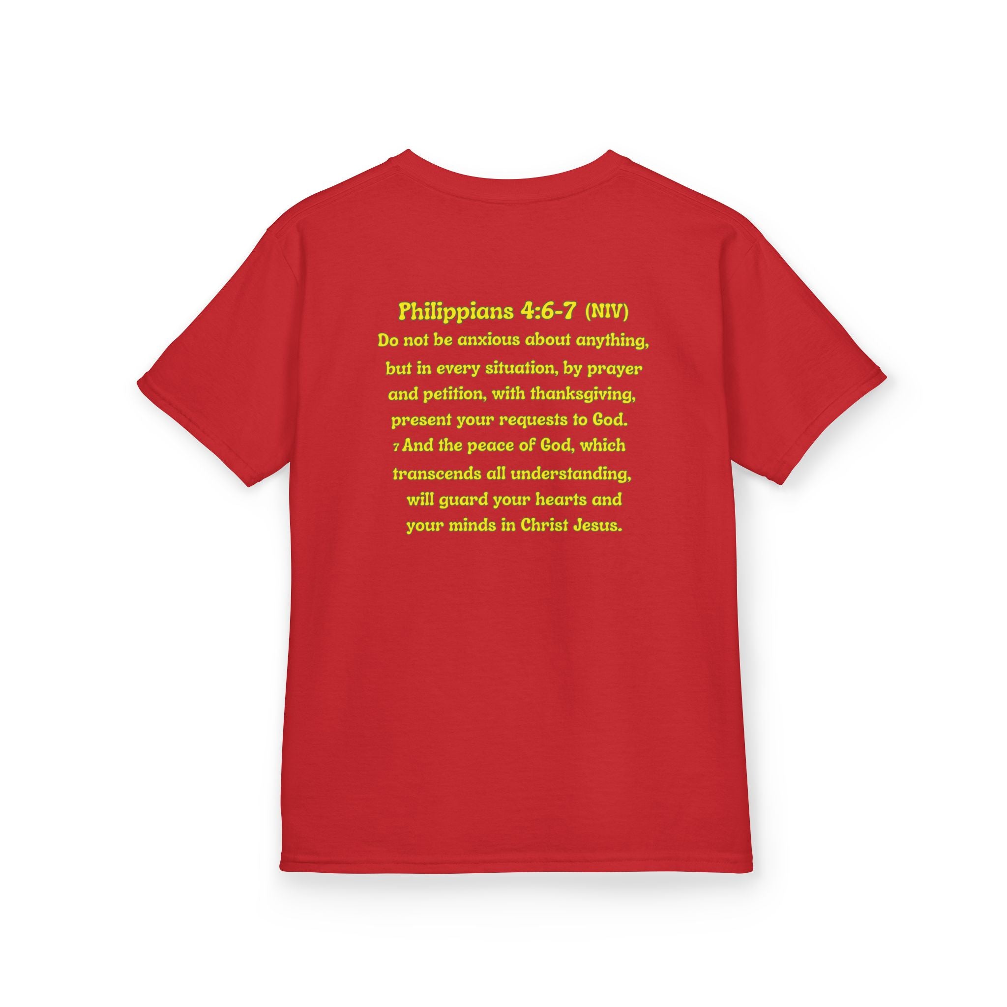 Don’t Worry, Be Happy Kids Tee | Philippians 4:6-7 Scripture Shirt