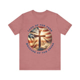 Land of the Free Because of the Cross Tee | Patriotic Christian Shirt | Unisex Jersey Short Sleeve