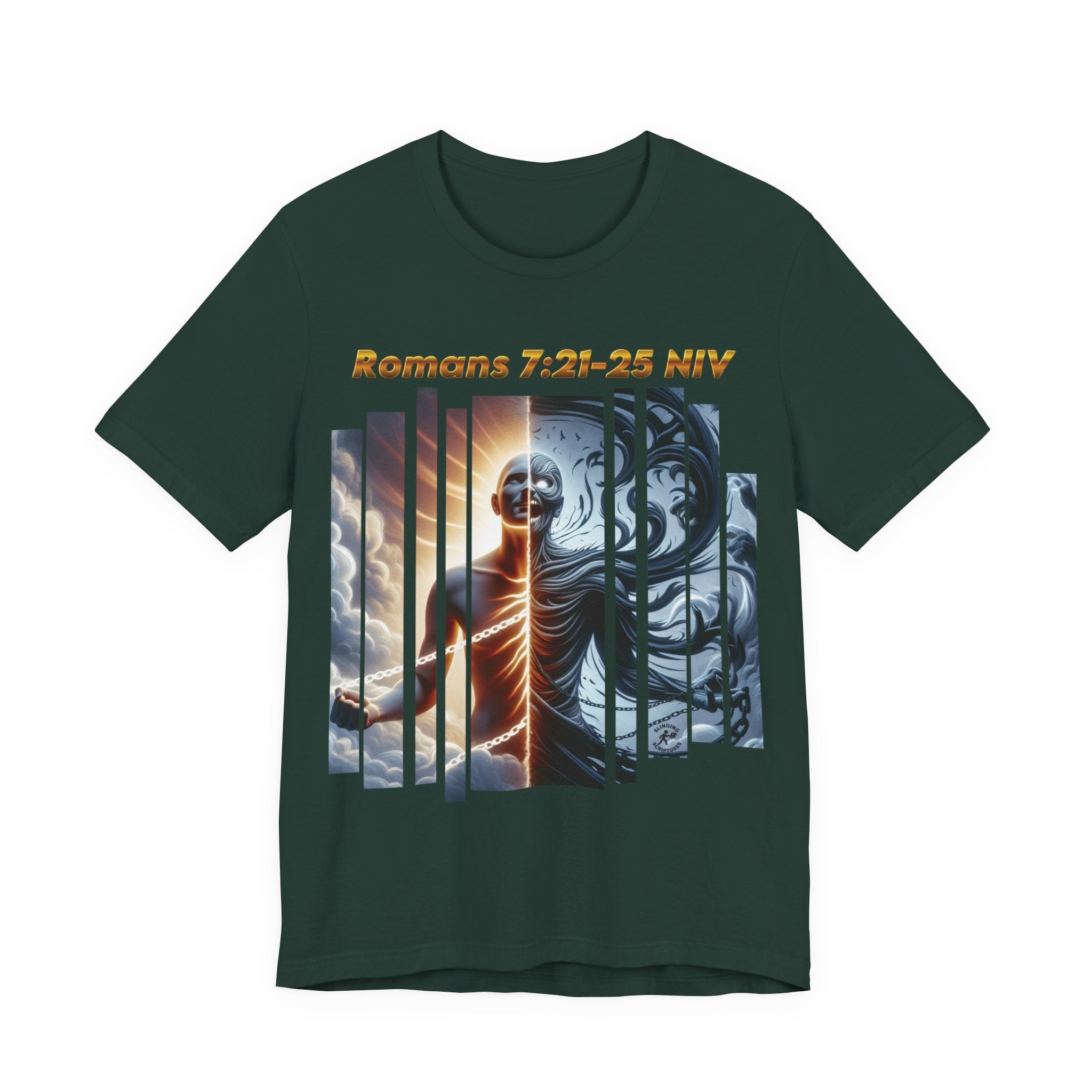 Romans 7:25 Christian Jersey T-Shirt – Spiritual Quote Tee, Unisex Bible Verse Apparel, Inspirational Faith Shirt for Men & Women