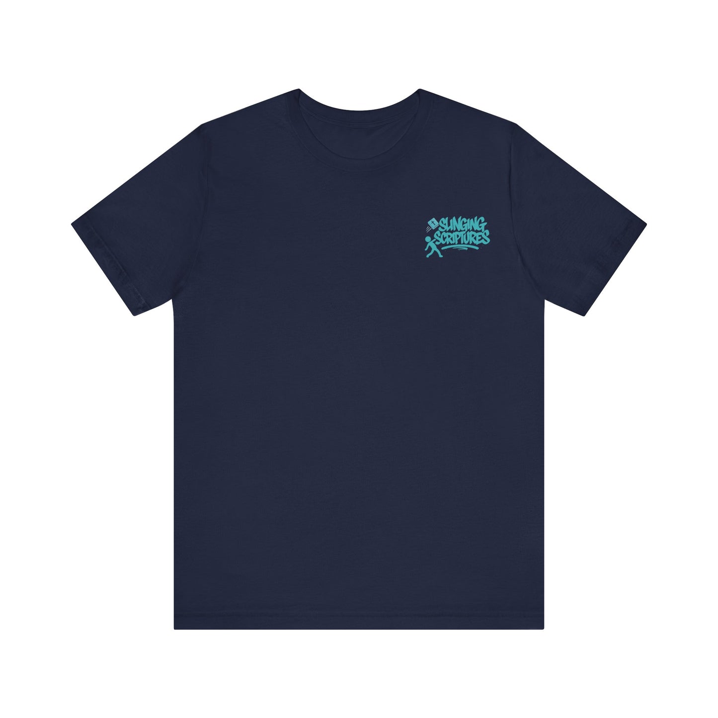 Psalm 54:2 T-Shirt – Unisex Jersey Short Sleeve Christian Tee with Praying Artwork & Slinging Scriptures Logo