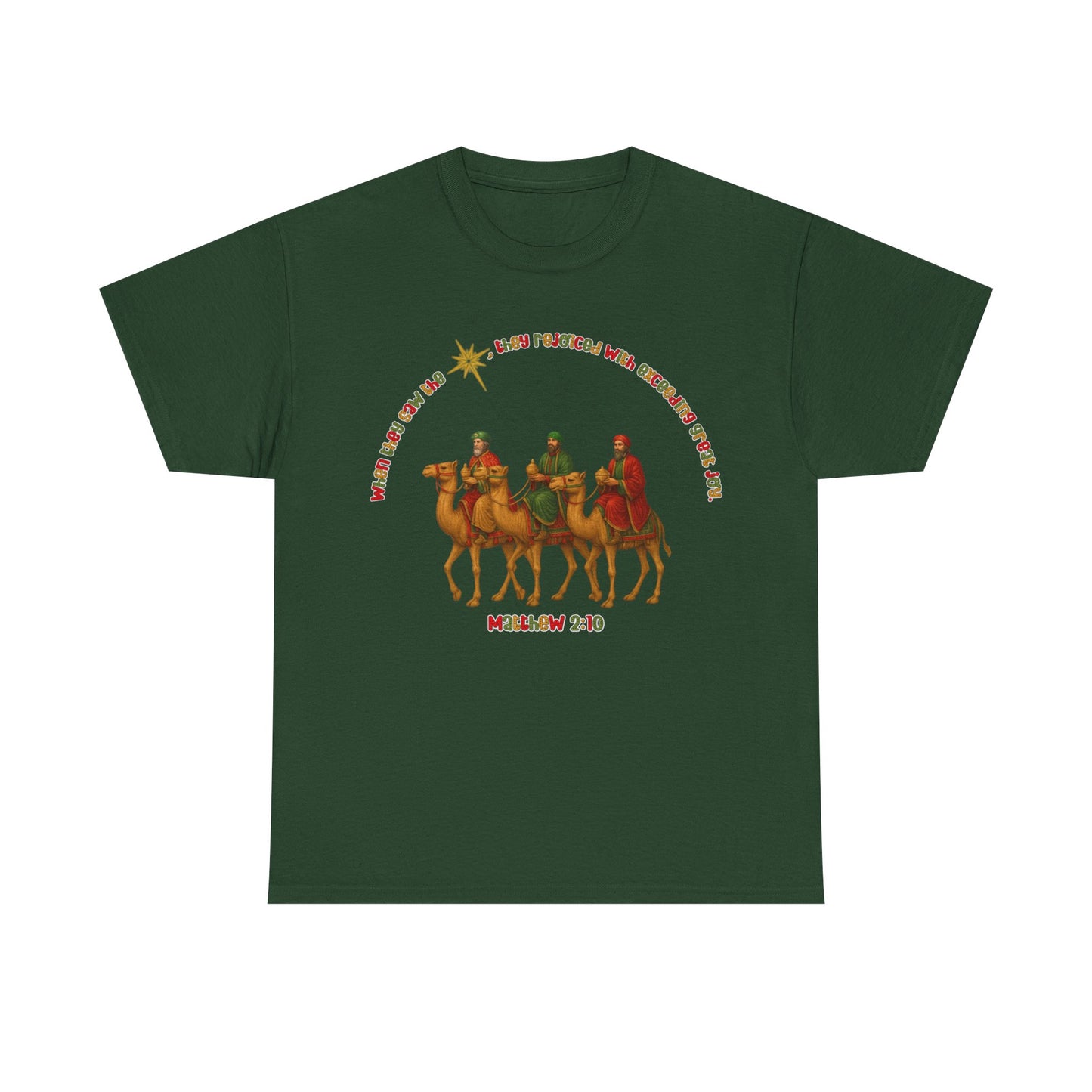 Three Wise Men Christmas Tee | Matthew 2:10 Nativity Shirt | Unisex Heavy Cotton Christian Holiday T-Shirt