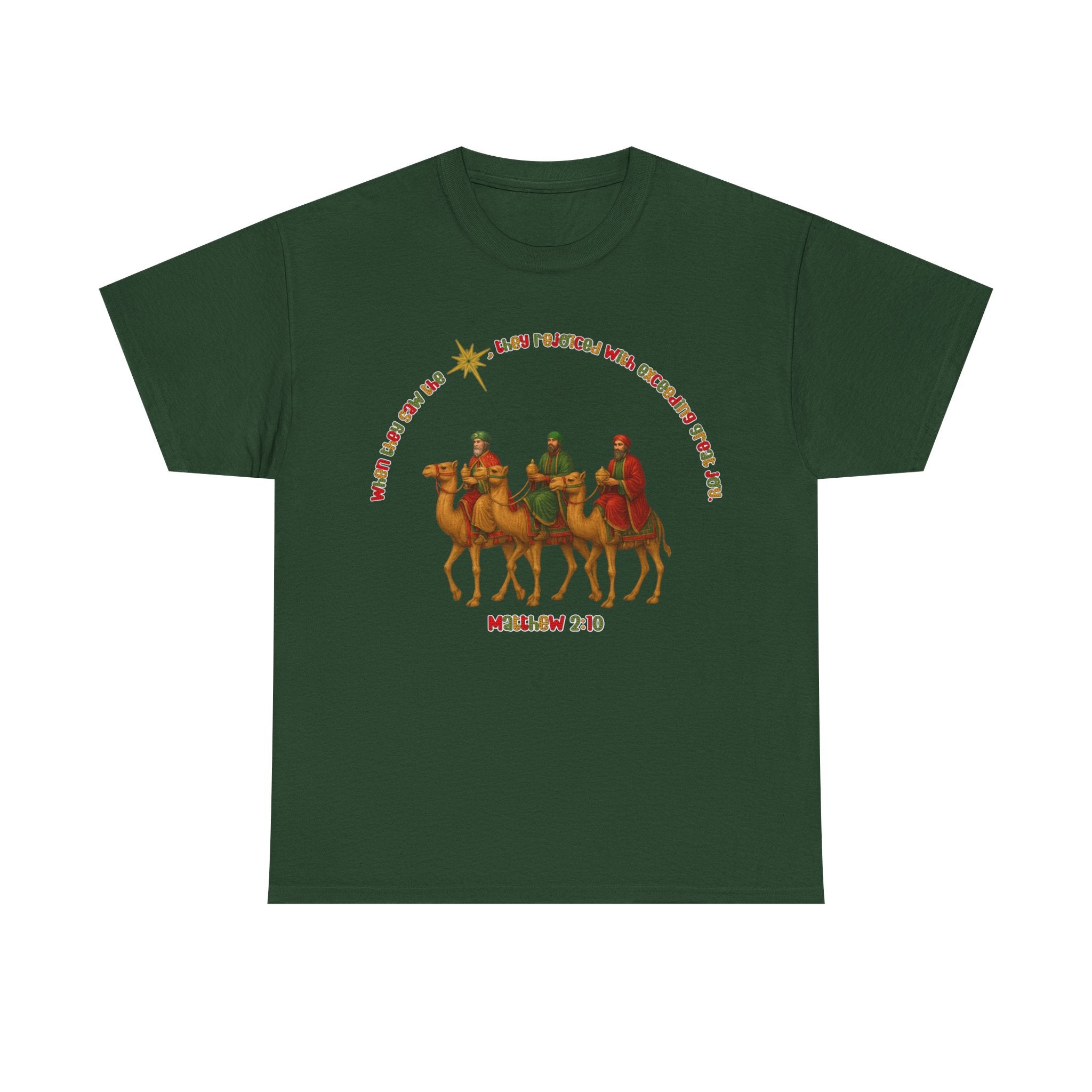 Three Wise Men Christmas Tee | Matthew 2:10 Nativity Shirt | Unisex Heavy Cotton Christian Holiday T-Shirt