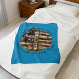 Land of the Free Because of the Cross | Christian Patriotic Velveteen Blanket