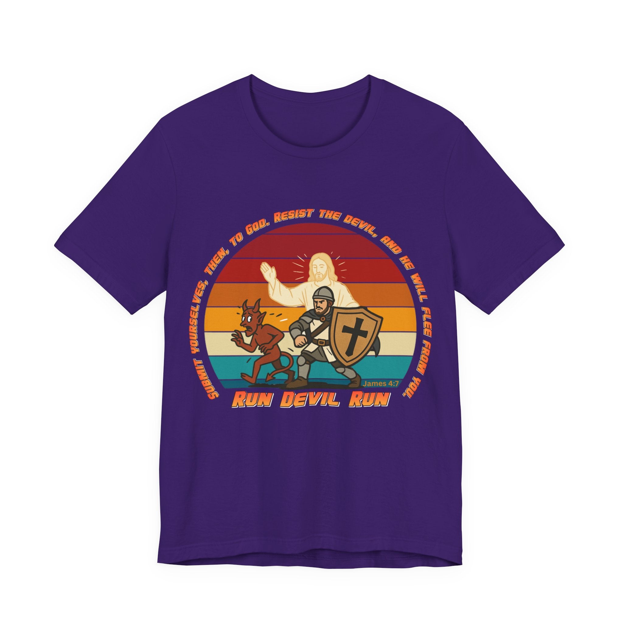 Run Devil Run — James 4:7  | Unisex Jersey Short Sleeve Christian Tee
