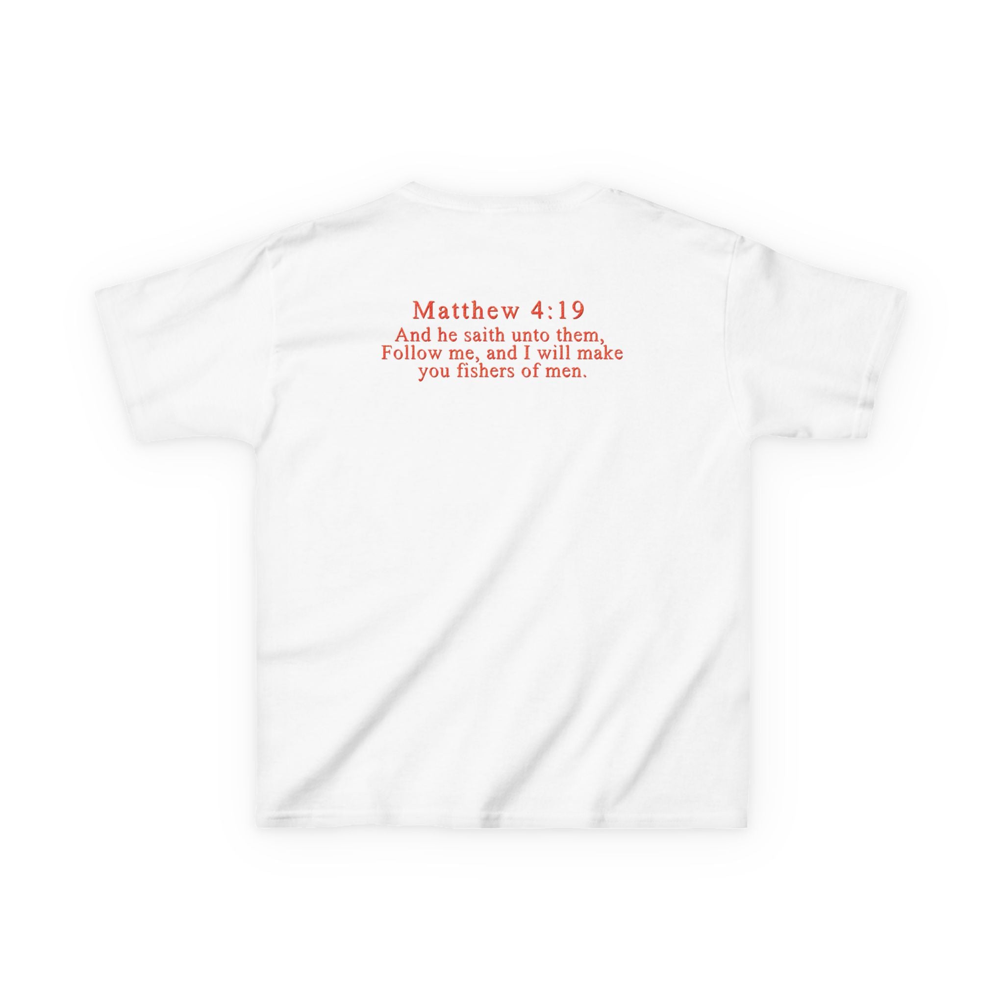 Hooked on Jesus Kids Tee | Matthew 4:19 Scripture Shirt | Christian Fishing T-Shirt for Children | Faith-Based Kids Apparel