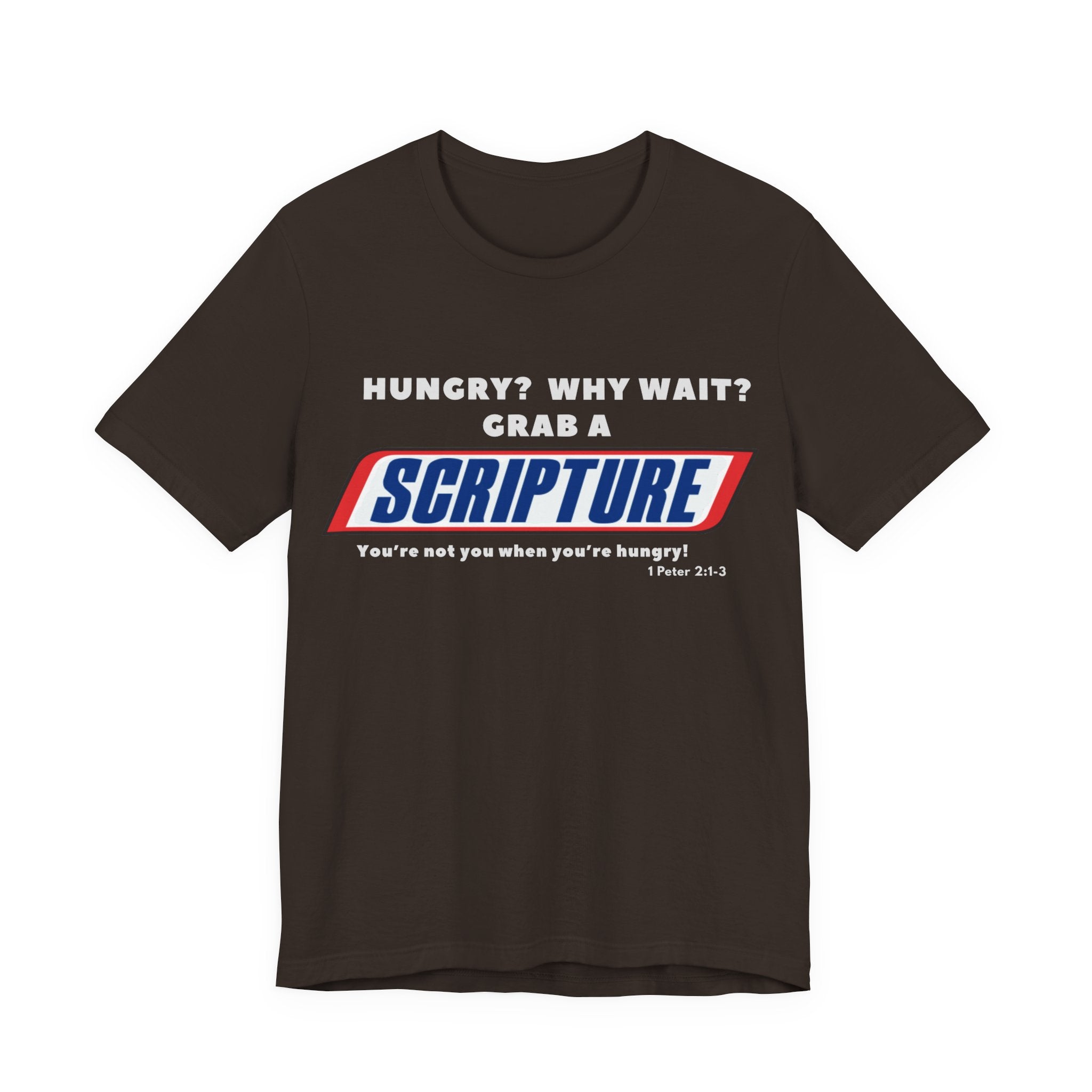 Christian Scripture Tee | Hungry for the Word | 1 Peter 2:1–3 | Unisex Jersey Short Sleeve
