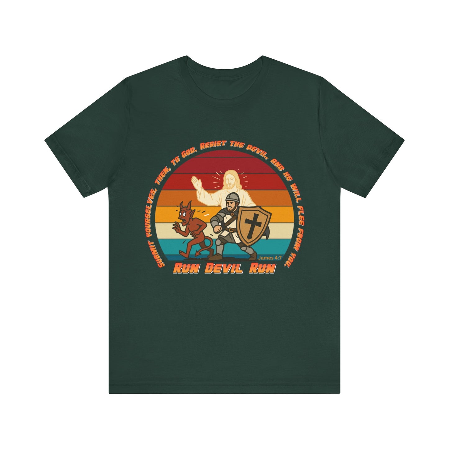 Run Devil Run — James 4:7  | Unisex Jersey Short Sleeve Christian Tee
