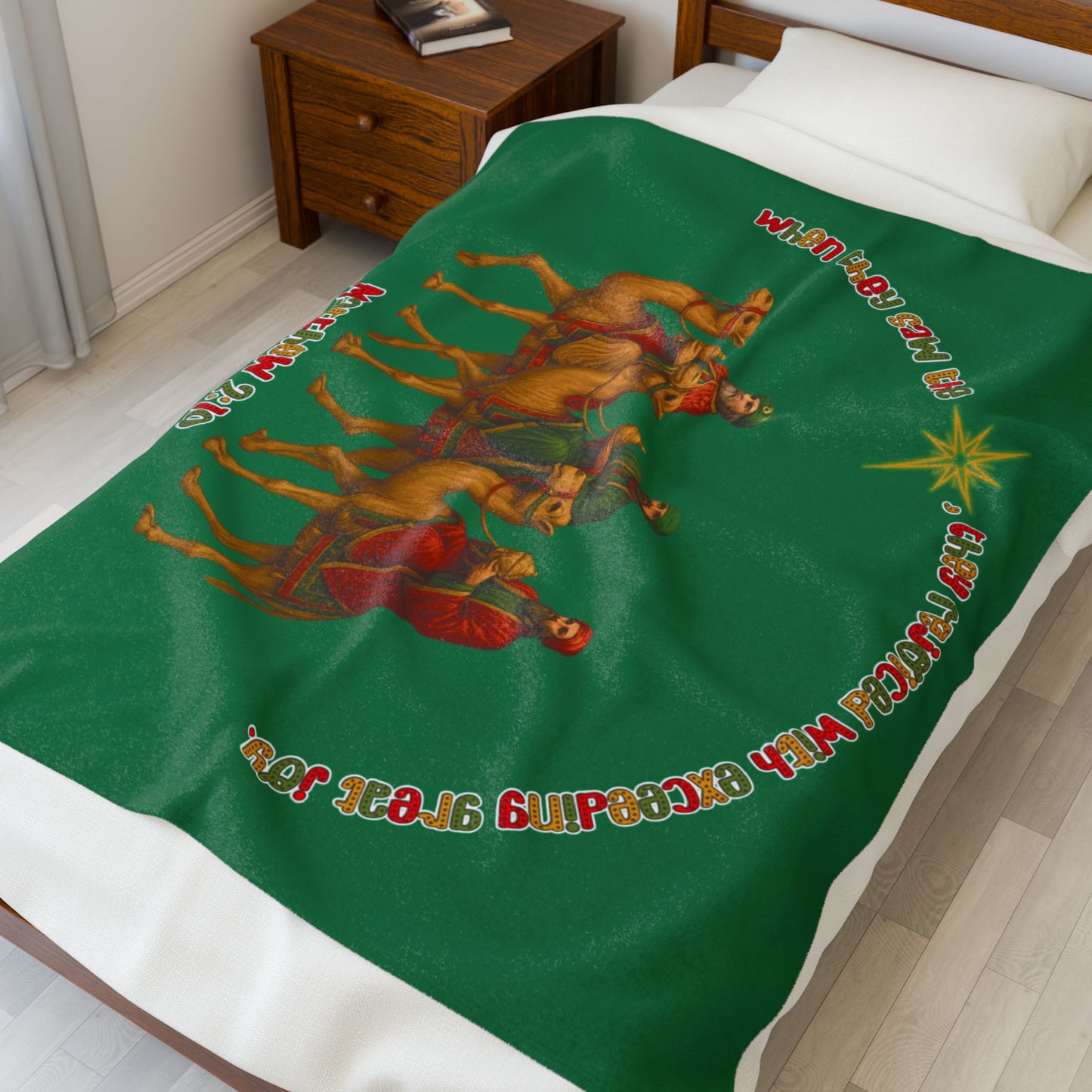 They Rejoiced with Great Joy — Matthew 2:10 | Christmas Velveteen Blanket