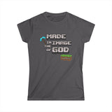 Made in the Image of God | Genesis 1:27 Christian Minecraft-Inspired Women’s Tee