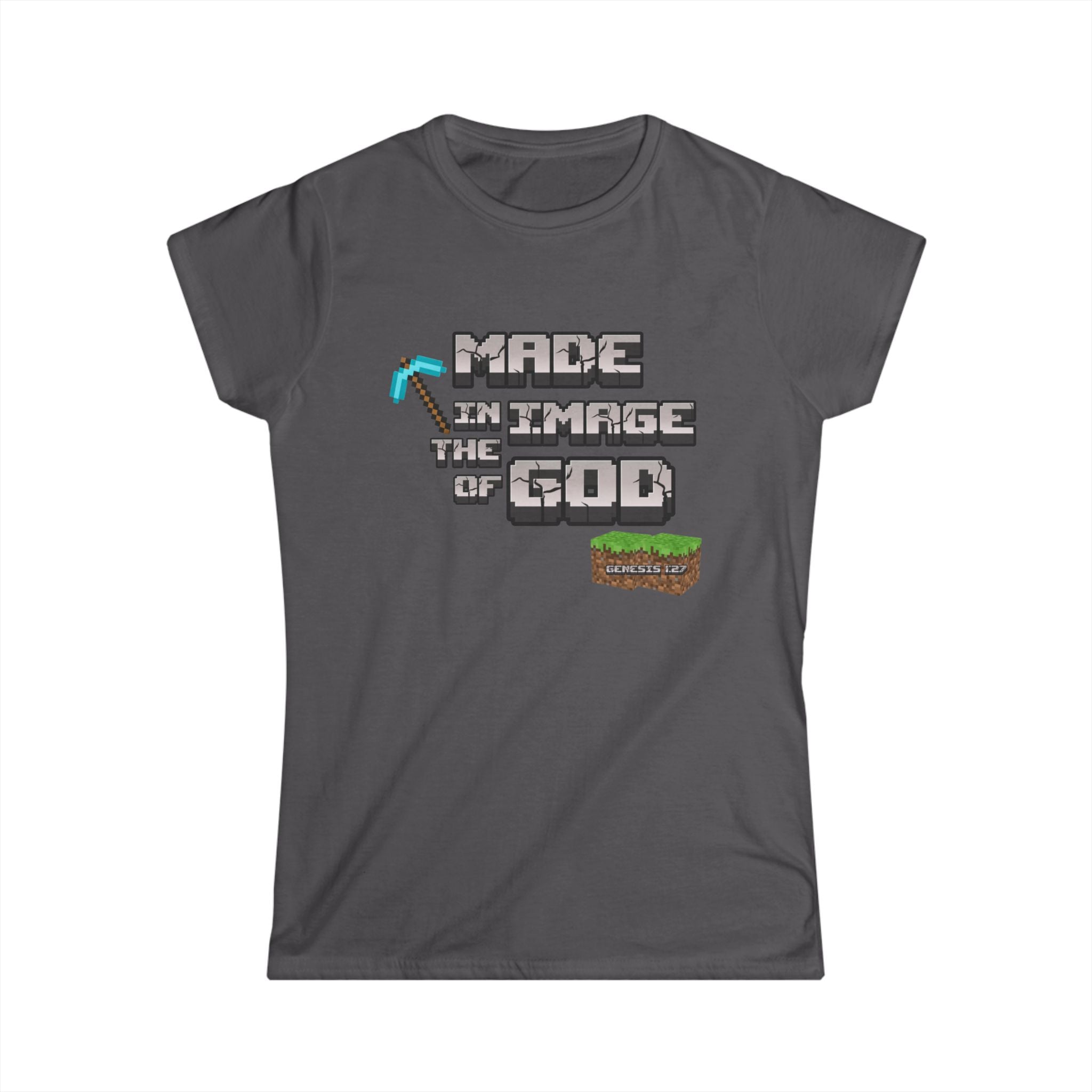Made in the Image of God | Genesis 1:27 Christian Minecraft-Inspired Women’s Tee