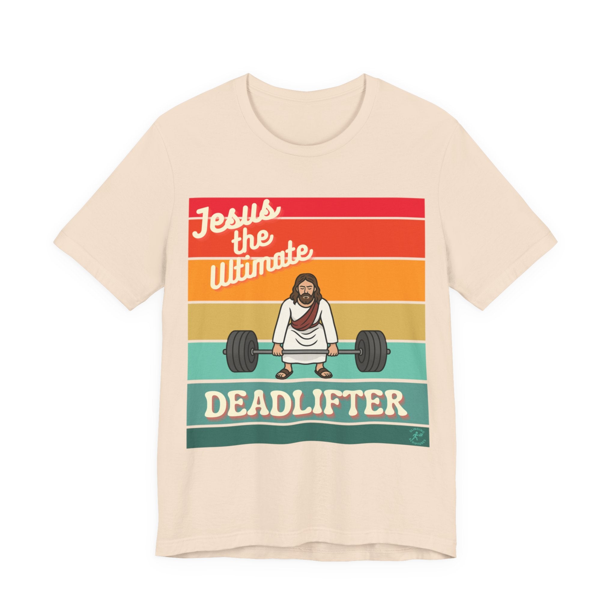 Jesus the Ultimate Deadlifter Tee — Romans 6:9 | Unisex Jersey Short Sleeve Christian T-Shirt