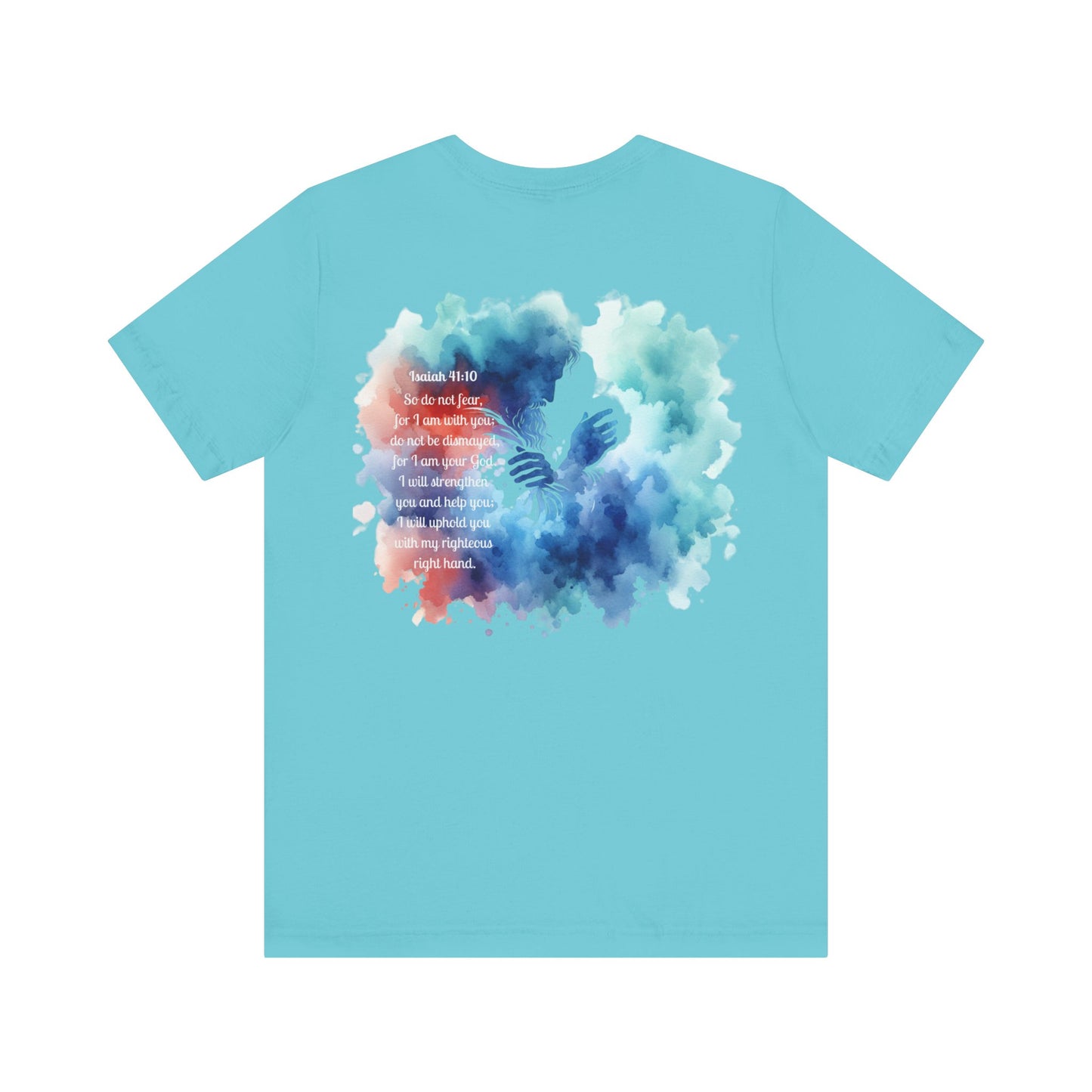 Isaiah 41:10 Watercolor Floral Christian T-Shirt – Women’s/Unisex Jersey Short Sleeve Tee with Slinging Scriptures Logo