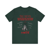 The Devil Thought He Won — Amen Christian Tee, Unisex Jersey Short Sleeve, Spiritual Warrior Shirt, Faith-Based Gift