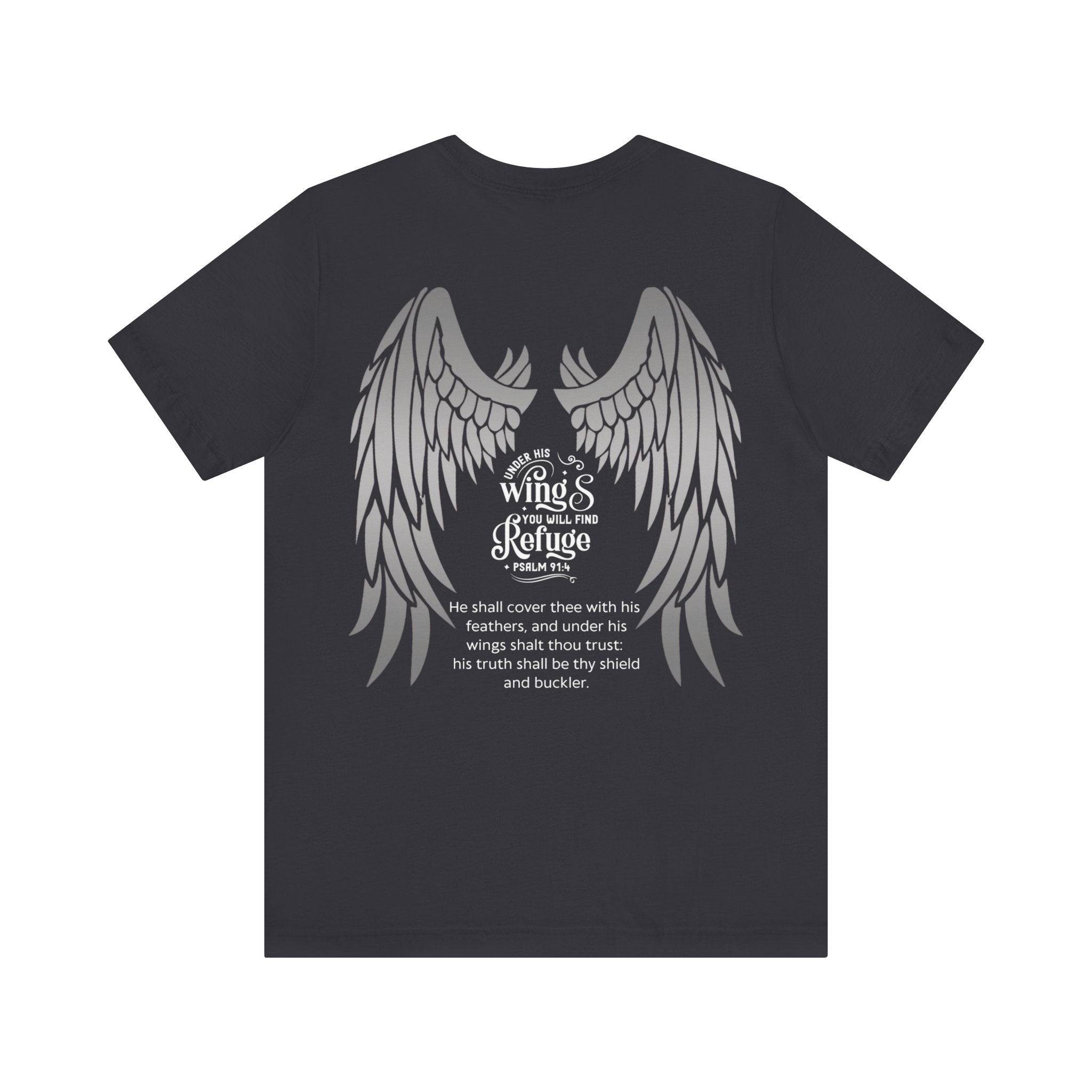 Under His Wings Refuge Tee — Psalm 91:4 | Unisex Jersey Christian T-Shirt | Faith-Based Apparel | Inspirational Scripture Shirt