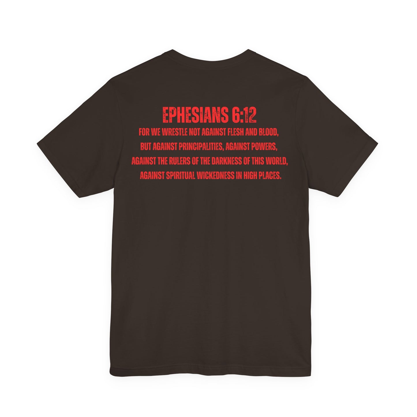 Fighting the Darkness Christian Jersey T-Shirt – Ephesians 6:12 Bible Verse Tee, Spiritual Warrior Faith Apparel