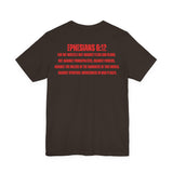 Fighting the Darkness Christian Jersey T-Shirt – Ephesians 6:12 Bible Verse Tee, Spiritual Warrior Faith Apparel