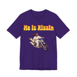 He is Rizzin Unisex Jersey Short Sleeve Tee with Matthew 11:28