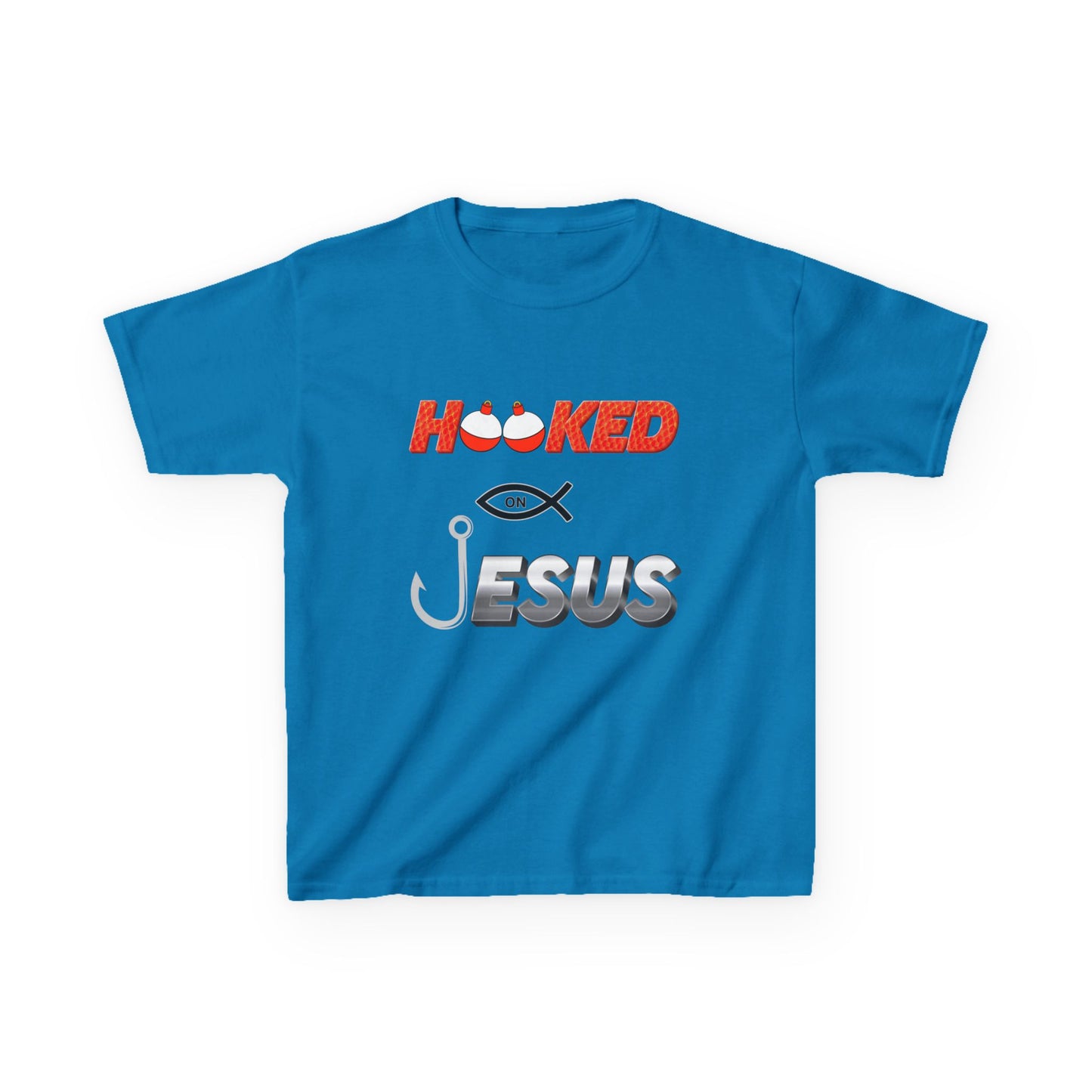 Hooked on Jesus Kids Tee | Matthew 4:19 Scripture Shirt | Christian Fishing T-Shirt for Children | Faith-Based Kids Apparel