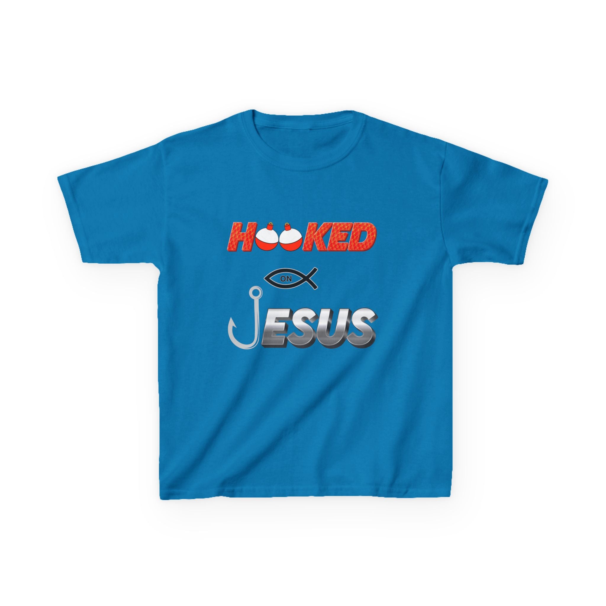 Hooked on Jesus Kids Tee | Matthew 4:19 Scripture Shirt | Christian Fishing T-Shirt for Children | Faith-Based Kids Apparel