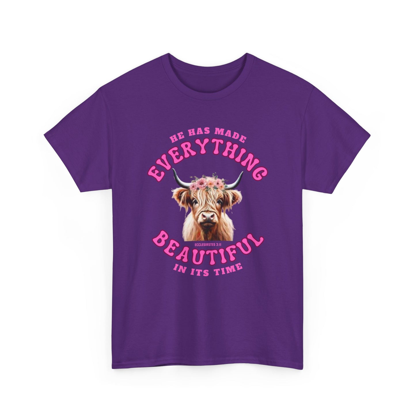 Everything Beautiful in Its Time Tee | Ecclesiastes 3:11 Scripture Shirt | Unisex Heavy Cotton Inspirational Christian T-Shirt