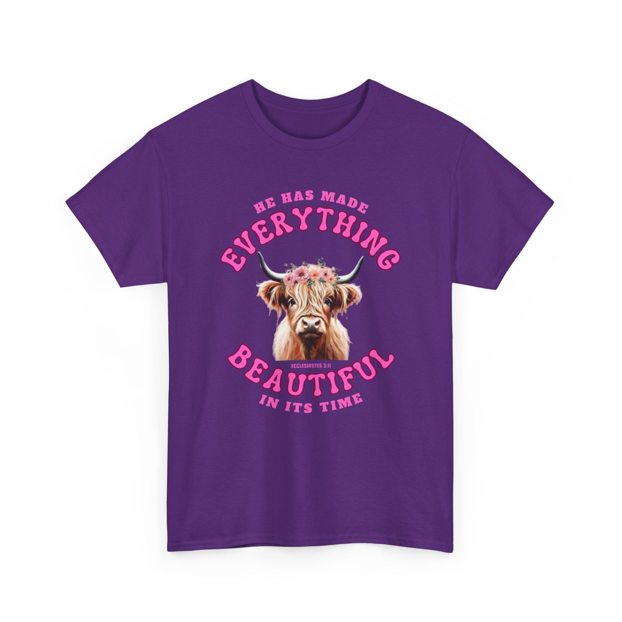 Everything Beautiful in Its Time Tee | Ecclesiastes 3:11 Scripture Shirt | Unisex Heavy Cotton Inspirational Christian T-Shirt