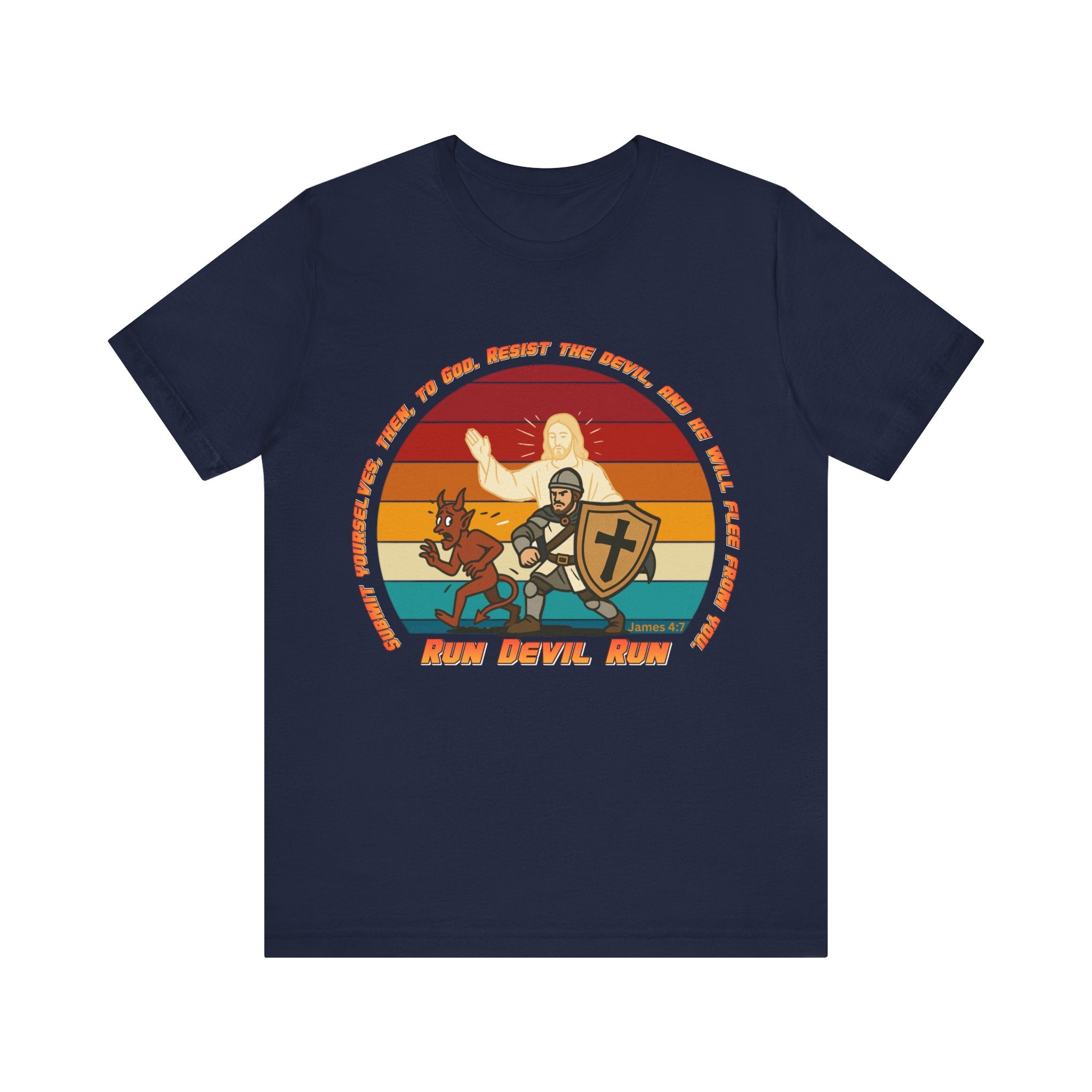 Run Devil Run — James 4:7  | Unisex Jersey Short Sleeve Christian Tee