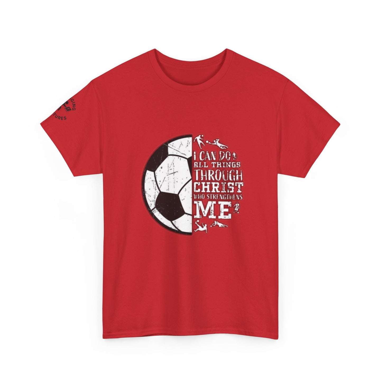 Philippians 4:13 Soccer Tee | Christian Athlete Shirt | Faith-Based Sports Apparel | Unisex Heavy Cotton