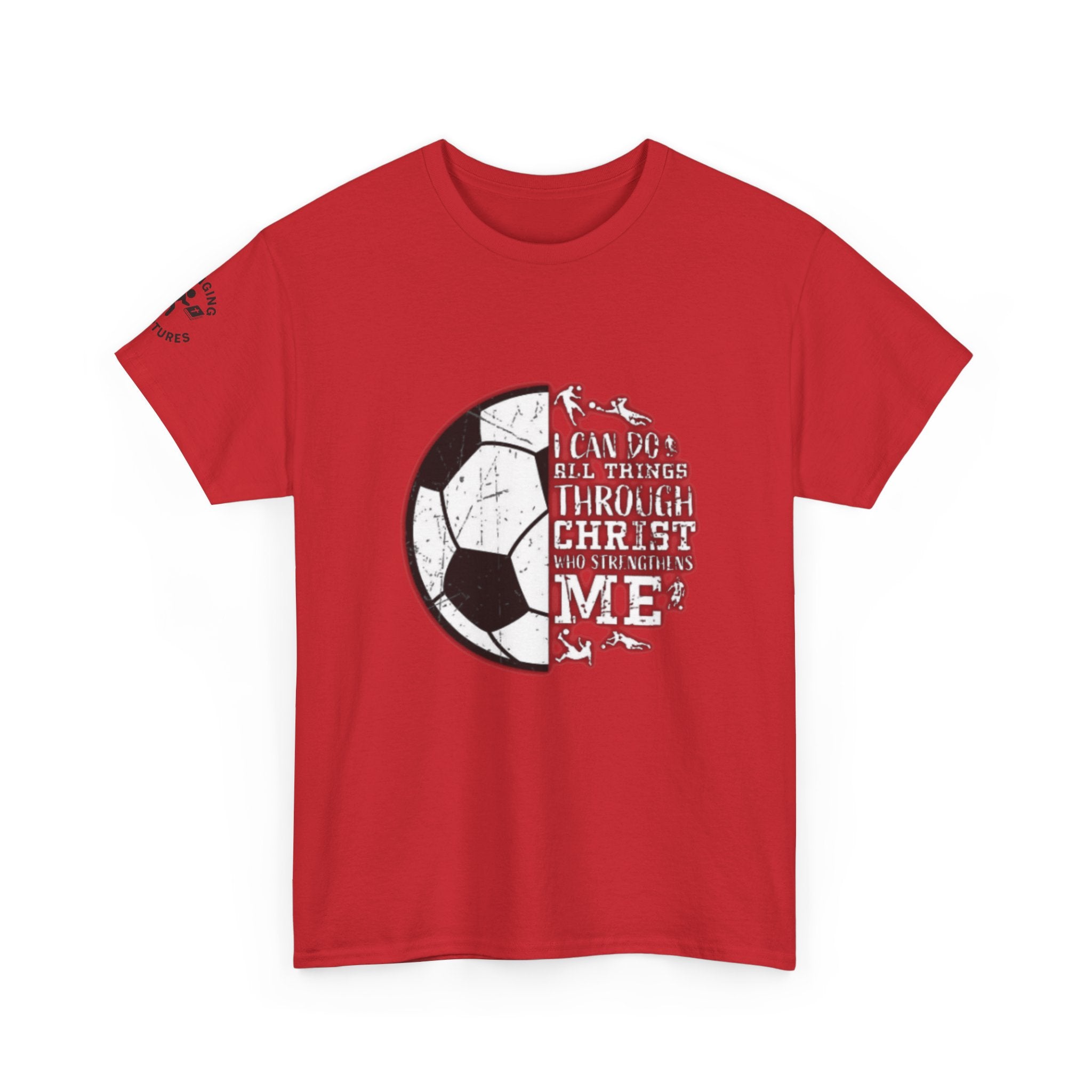 Philippians 4:13 Soccer Tee | Christian Athlete Shirt | Faith-Based Sports Apparel | Unisex Heavy Cotton