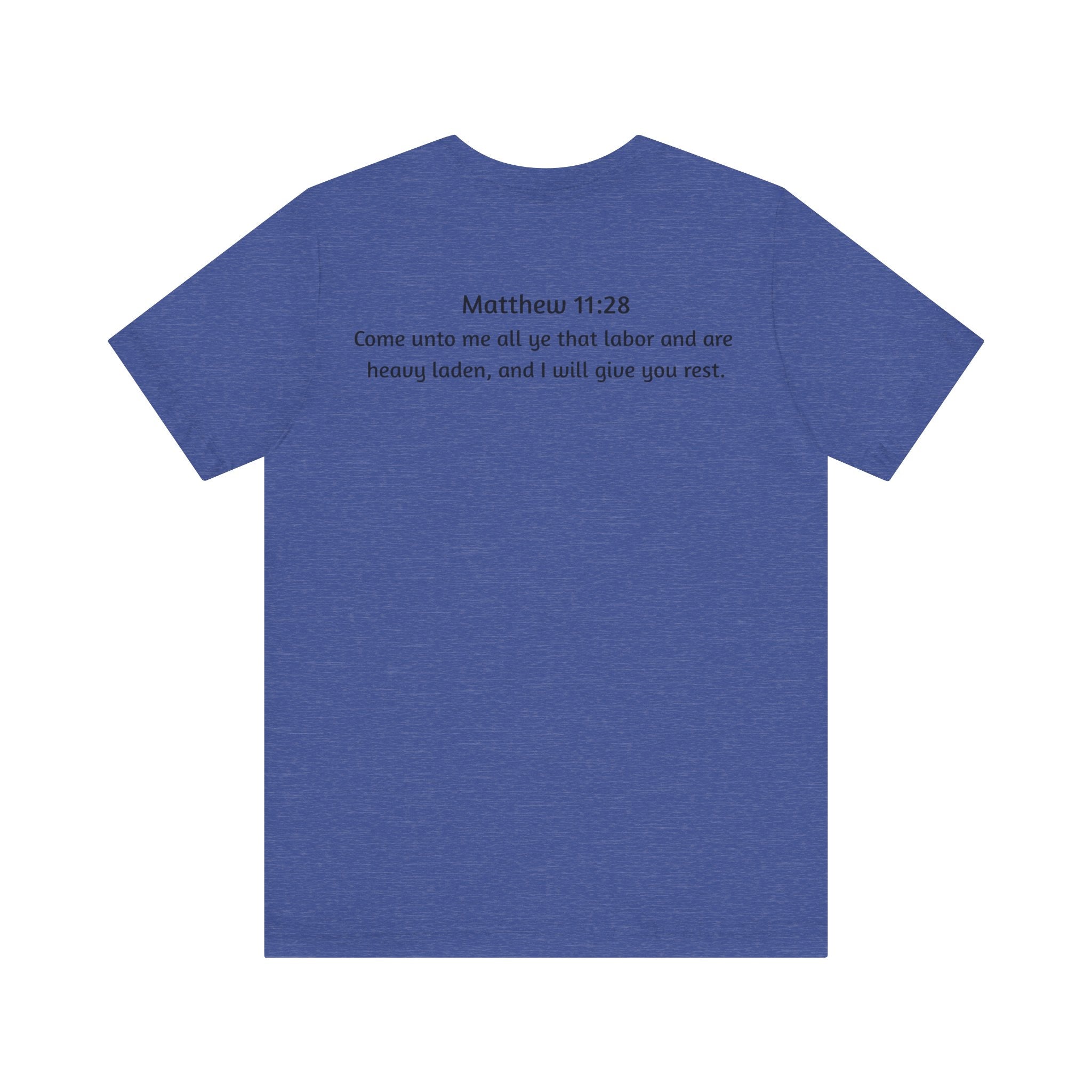 He is Rizzin Unisex Jersey Short Sleeve Tee with Matthew 11:28