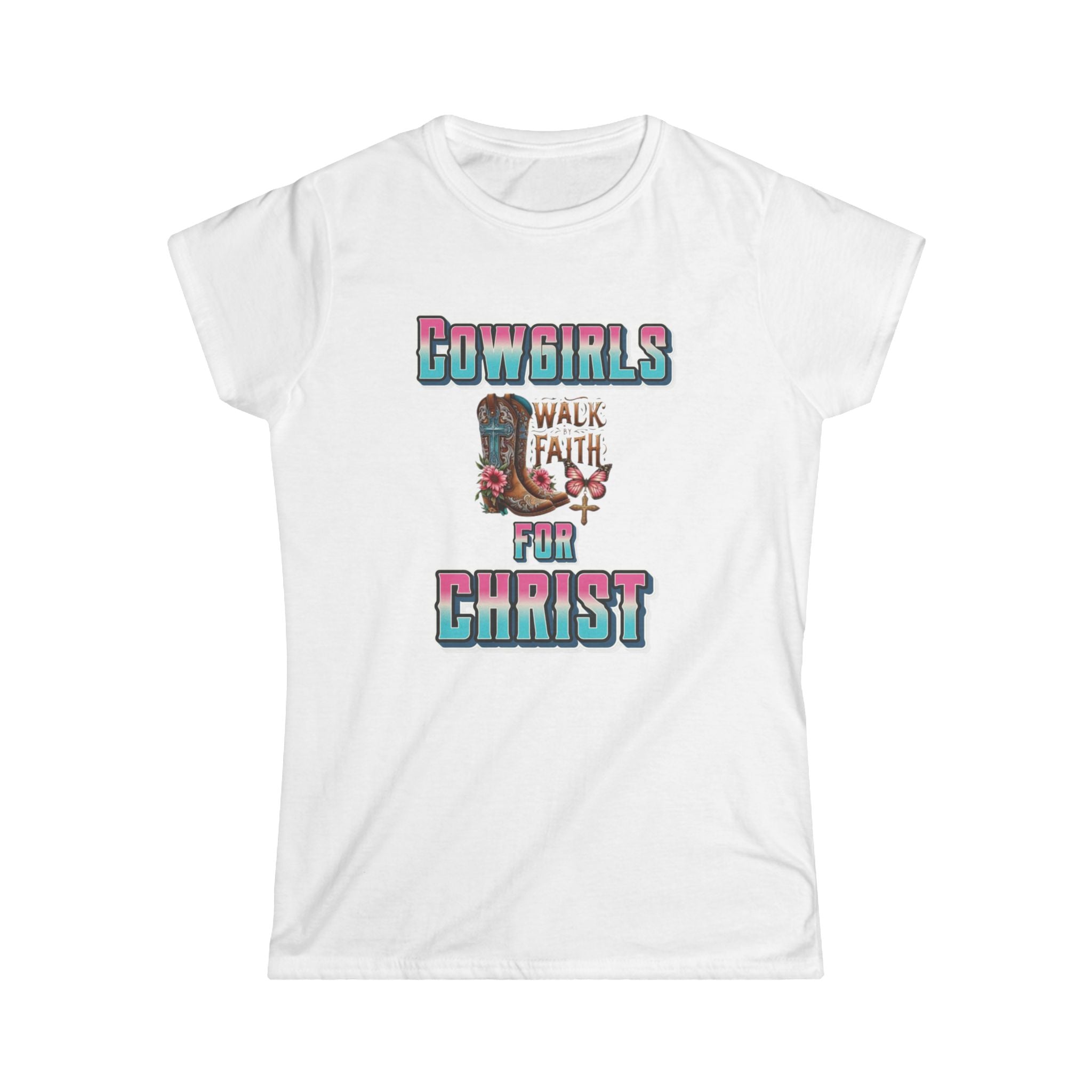 Cowgirls for Christ Tee | Women’s Christian Western Shirt | Walk by Faith Softstyle Tee | Faith & Country Apparel